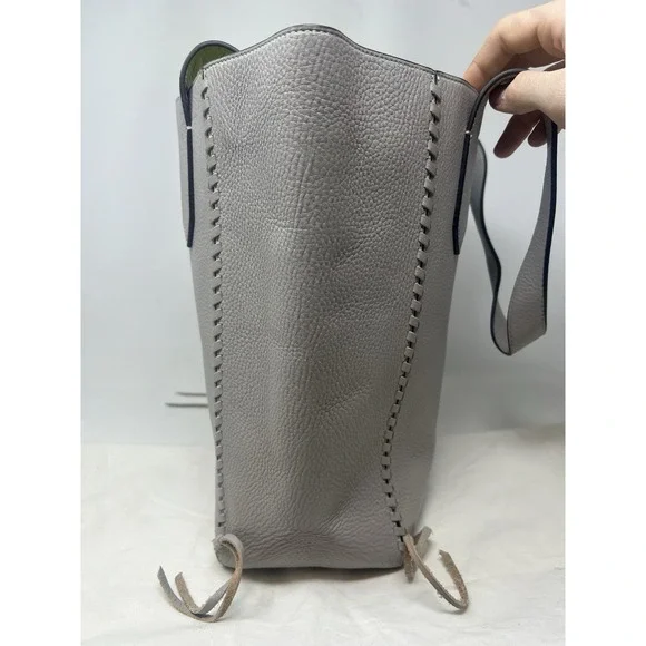 Rebecca Minkoff  Panama Leather Tote Bag Grey / Lime Inner $295 EUC - Picture 9 of 14